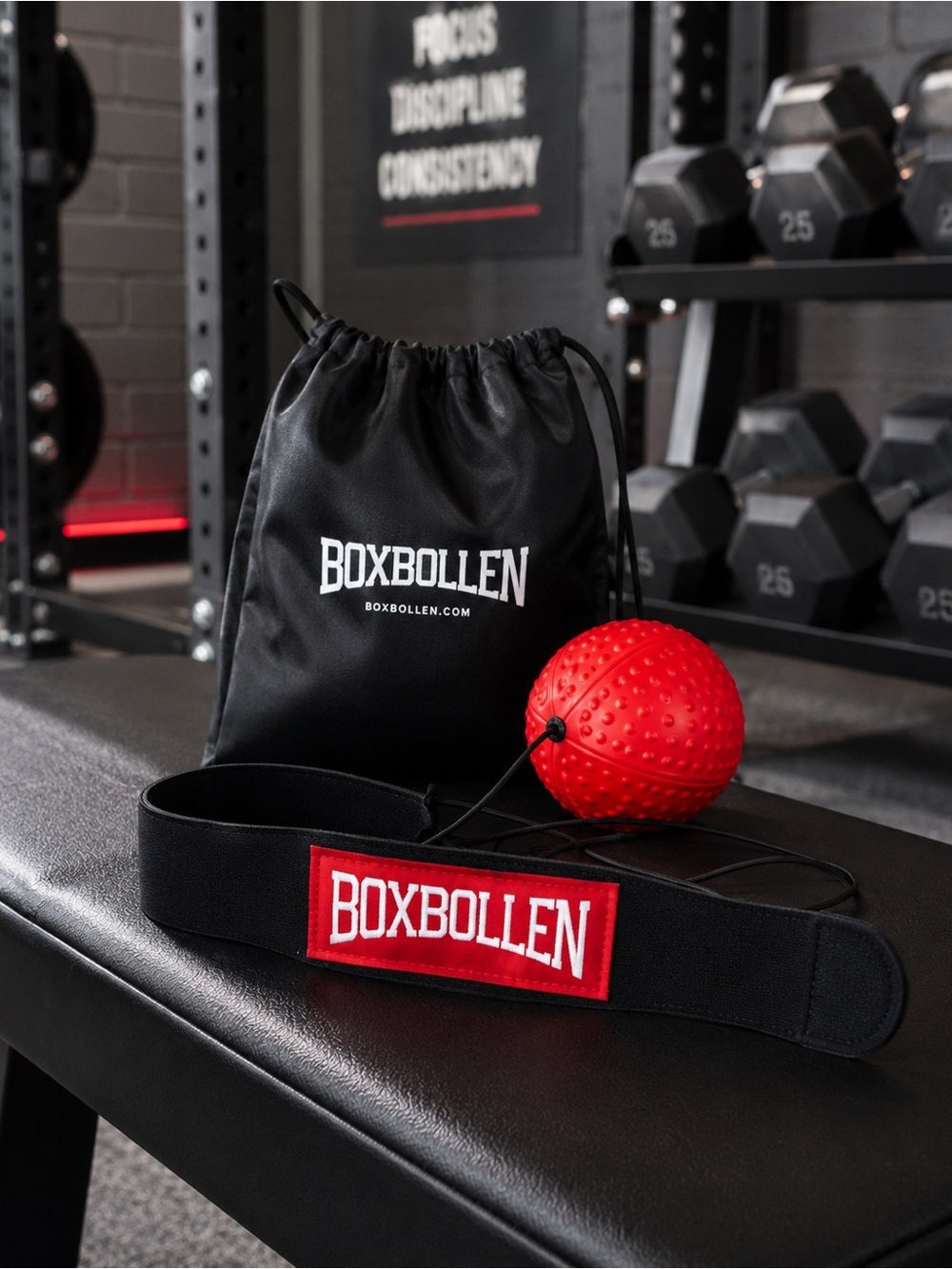 Boxbollen Reflex Boxing Ball Headband Training Set Red Black